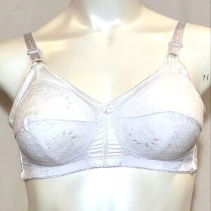 Dynashape Intima 307 Lace Cup Wire Free Bra 38B‎ White NWT